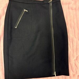 J. Crew Black Pencil Skirt with Zipper Accents 100% Wool